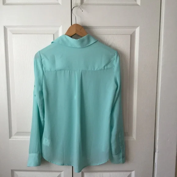 Express Mint  Green The Portofino Shirt Long Sleeves EUC - Picture 5 of 11